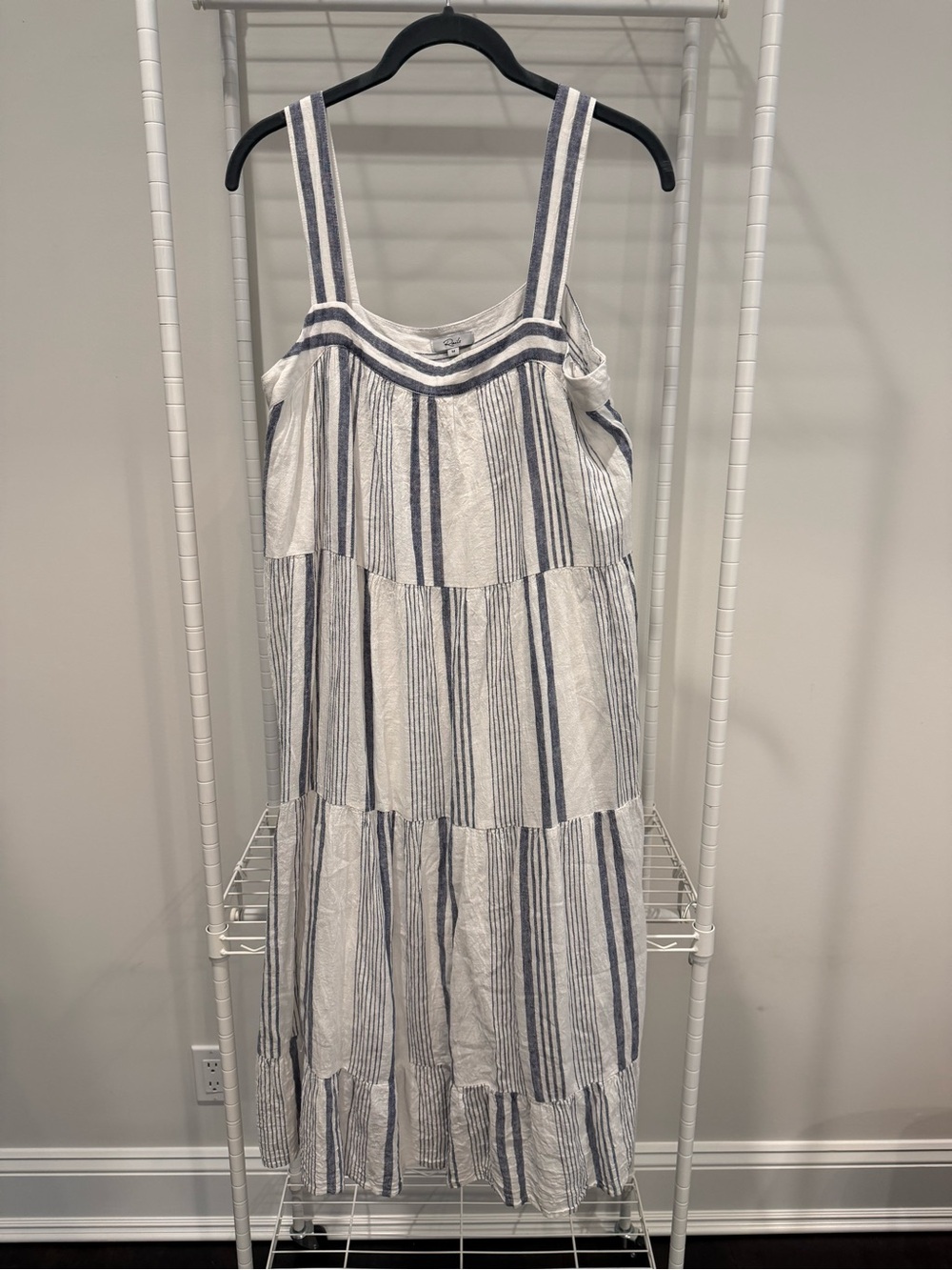 Rails Blue and White Striped Tiered Maxi Dress